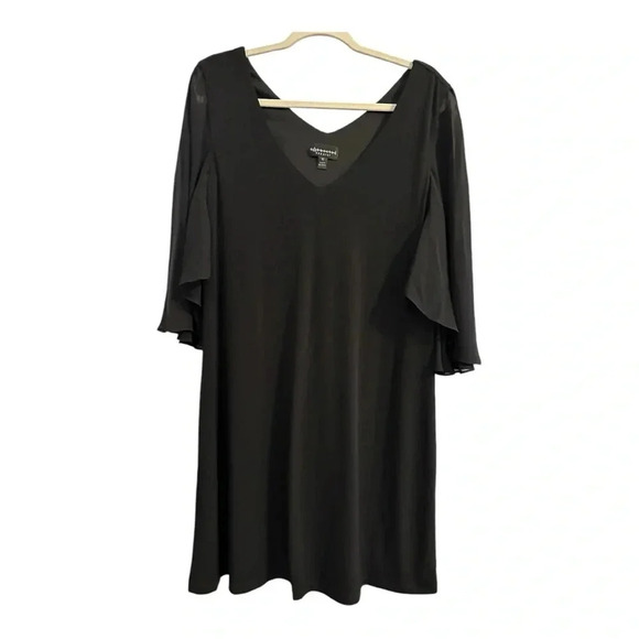 Connected Apparel Caplet V-Neck Black Dress // Size 12 - Picture 1 of 6